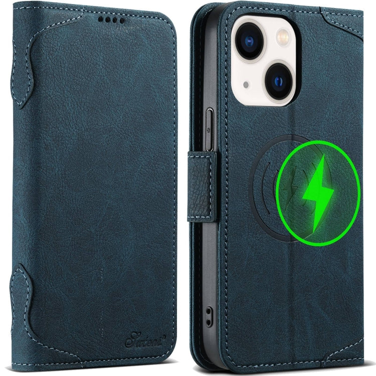 For iPhone 13 SUTENI J07 Multifunctional Horizontal Flip Magsafe Leather Phone Case(Blue) - iPhone 13 Cases by Suteni | Online Shopping UK | buy2fix