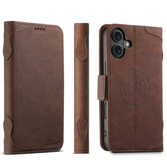 For iPhone 16 Plus SUTENI J07 Multifunctional Horizontal Flip Magsafe Leather Phone Case(Brown) - iPhone 16 Plus Cases by Suteni | Online Shopping UK | buy2fix