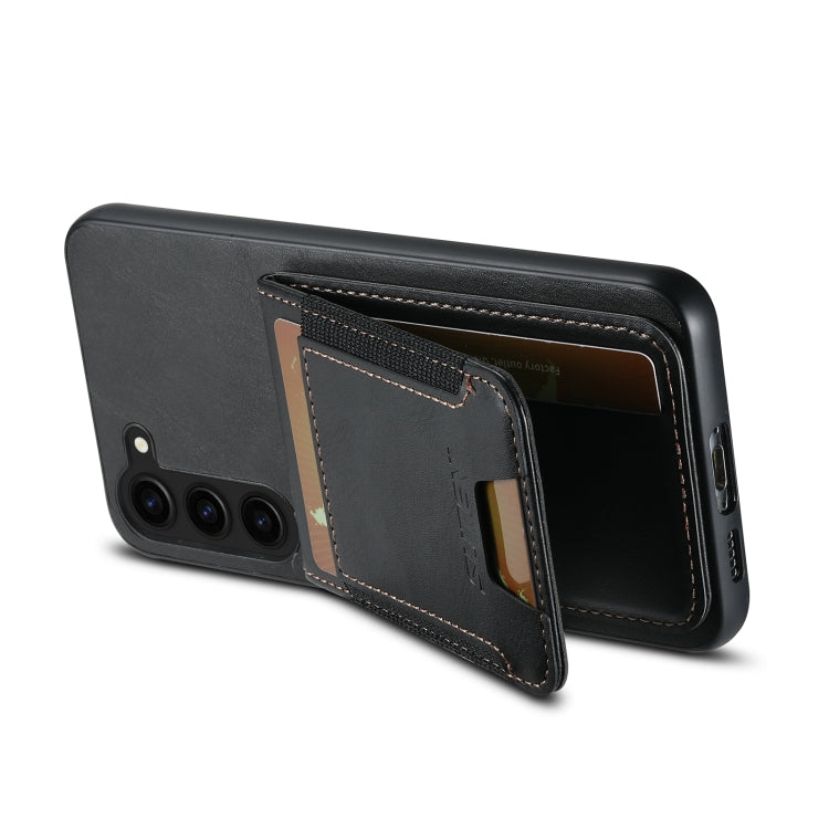 For Samsung Galaxy S24+ 5G Suteni H03 Oil Wax Leather Wallet Stand Back Phone Case(Black) - Galaxy S24+ 5G Cases by Suteni | Online Shopping UK | buy2fix