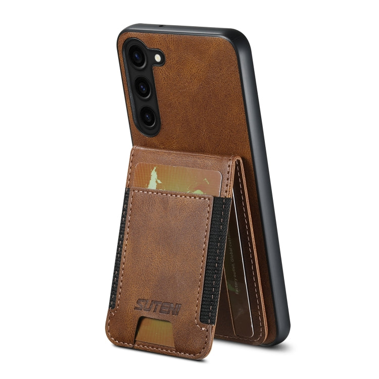 For Samsung Galaxy S24+ 5G Suteni H03 Oil Wax Leather Wallet Stand Back Phone Case(Brown) - Galaxy S24+ 5G Cases by Suteni | Online Shopping UK | buy2fix