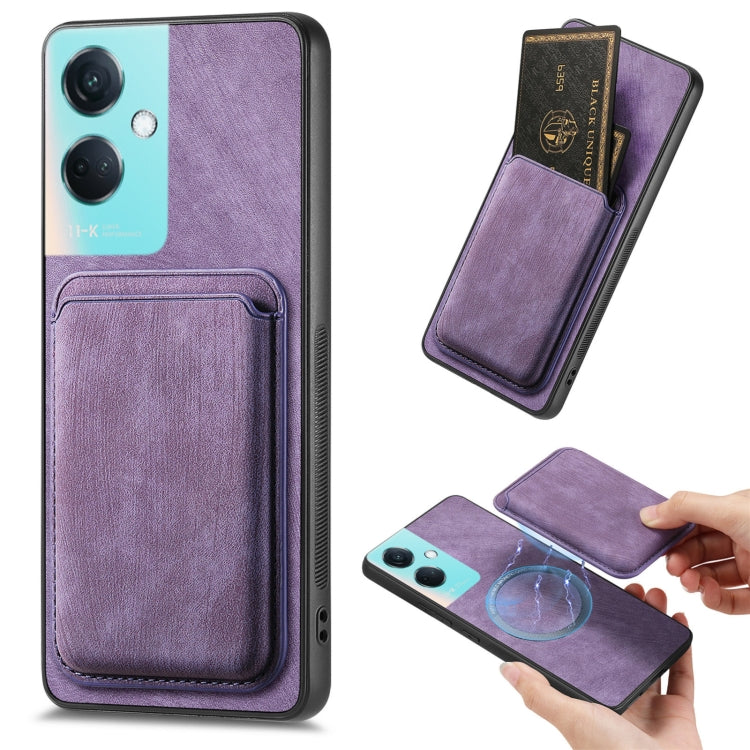 For OPPO K11 5G Retro Leather Card Bag Magnetic Phone Case(Purple) - OPPO Cases by buy2fix | Online Shopping UK | buy2fix