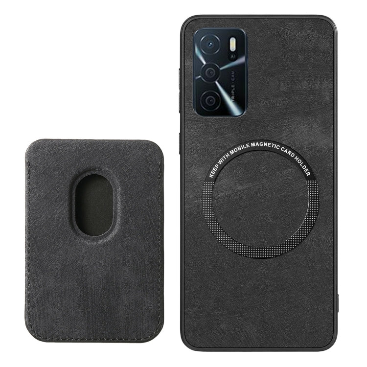 For OPPO Reno8 T 5G Retro Leather Card Bag Magnetic Phone Case(Black) - OPPO Cases by buy2fix | Online Shopping UK | buy2fix