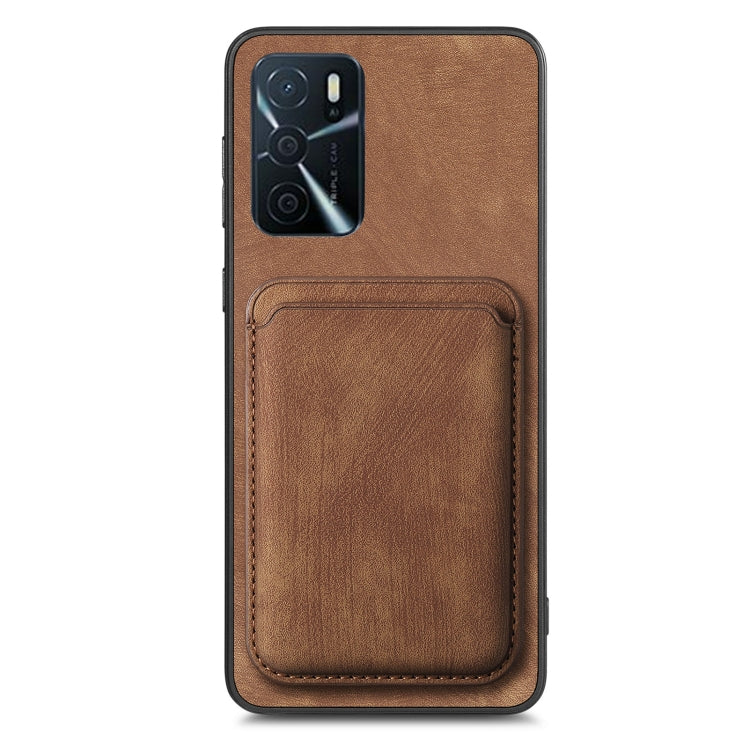 For OPPO Reno9 5G Retro Leather Card Bag Magnetic Phone Case(Brown) - OPPO Cases by buy2fix | Online Shopping UK | buy2fix