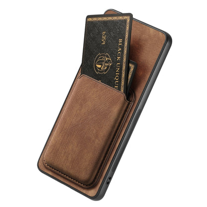 For OPPO Reno9 5G Retro Leather Card Bag Magnetic Phone Case(Brown) - OPPO Cases by buy2fix | Online Shopping UK | buy2fix