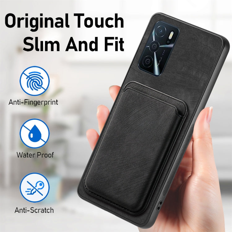 For OPPO Reno9 5G Retro Leather Card Bag Magnetic Phone Case(Black) - OPPO Cases by buy2fix | Online Shopping UK | buy2fix