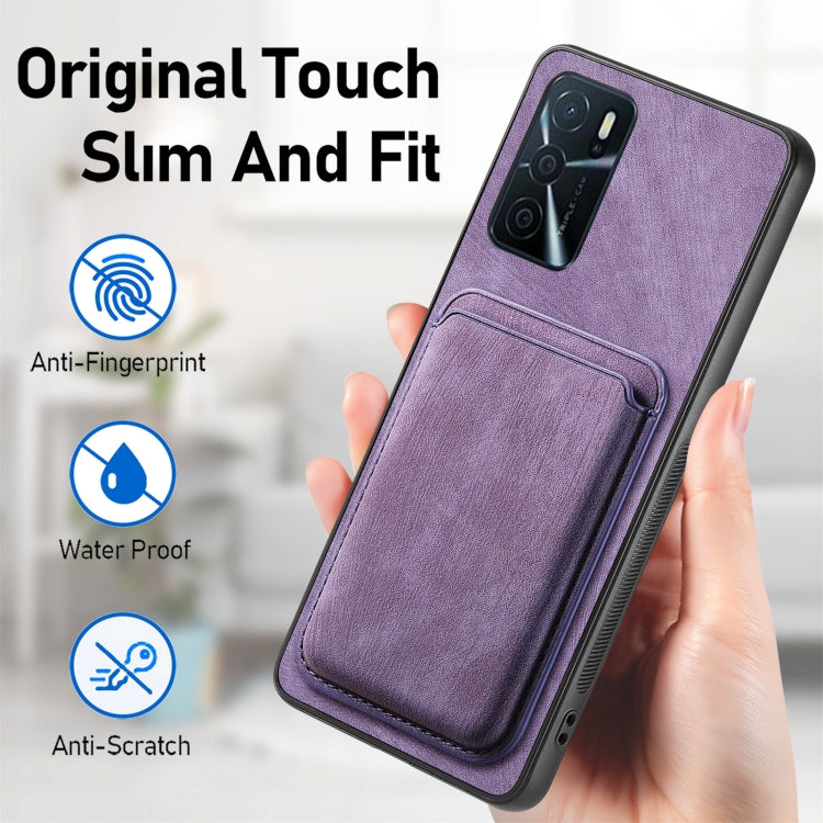 For OPPO Reno9 Pro+ 5G Retro Leather Card Bag Magnetic Phone Case(Purple) - OPPO Cases by buy2fix | Online Shopping UK | buy2fix