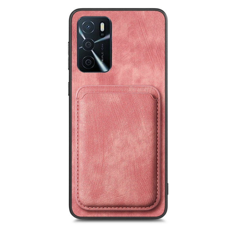 For OPPO A57 4G Retro Leather Card Bag Magnetic Phone Case(Pink) - OPPO Cases by buy2fix | Online Shopping UK | buy2fix