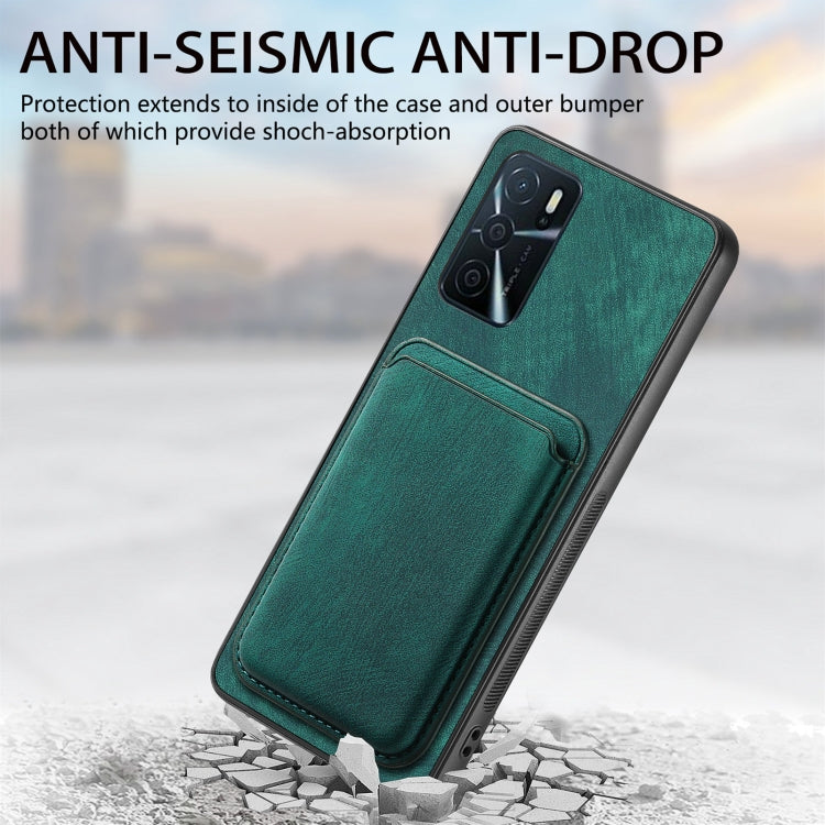 For OPPO Reno8 5G Retro Leather Card Bag Magnetic Phone Case(Green) - OPPO Cases by buy2fix | Online Shopping UK | buy2fix