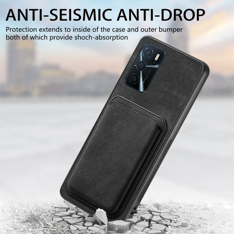 For OPPO Reno7 5G Retro Leather Card Bag Magnetic Phone Case(Black) - OPPO Cases by buy2fix | Online Shopping UK | buy2fix