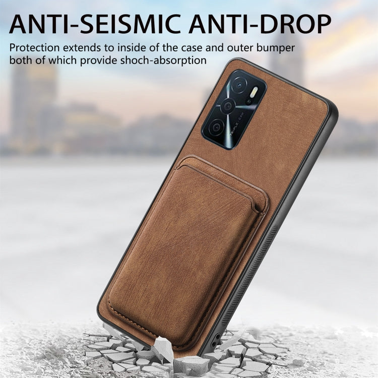 For OPPO A16K Retro Leather Card Bag Magnetic Phone Case(Brown) - OPPO Cases by buy2fix | Online Shopping UK | buy2fix