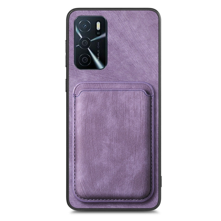 For OPPO Reno6 5G Retro Leather Card Bag Magnetic Phone Case(Purple) - OPPO Cases by buy2fix | Online Shopping UK | buy2fix