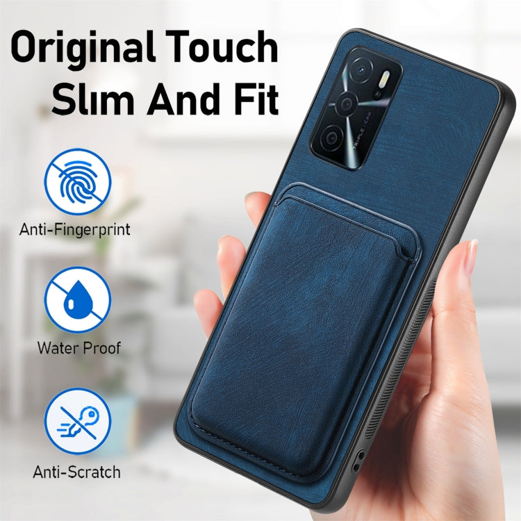 For OPPO Reno5 5G Retro Leather Card Bag Magnetic Phone Case(Blue) - OPPO Cases by buy2fix | Online Shopping UK | buy2fix