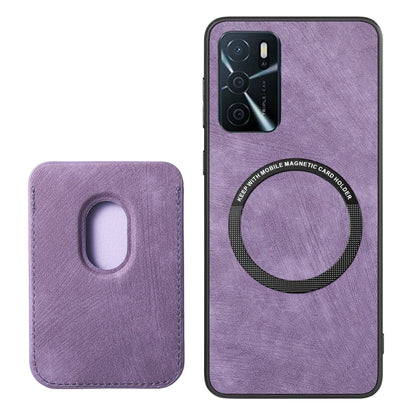 For OPPO A15 Retro Leather Card Bag Magnetic Phone Case(Purple) - OPPO Cases by buy2fix | Online Shopping UK | buy2fix