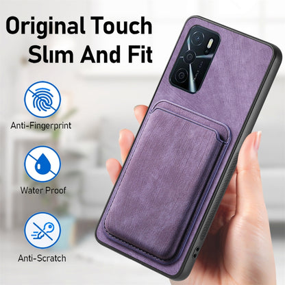 For OPPO A79 5G Retro Leather Card Bag Magnetic Phone Case(Purple) - OPPO Cases by buy2fix | Online Shopping UK | buy2fix