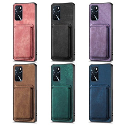 For OPPO A16K Retro Leather Card Bag Magnetic Phone Case(Purple) - OPPO Cases by buy2fix | Online Shopping UK | buy2fix