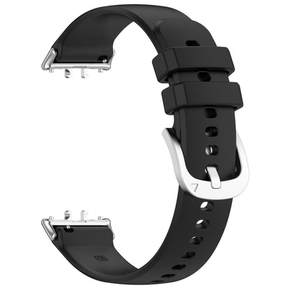 For Samsung Galaxy Fit 3 SM-R390 Metal Connector Liquid Glossy Silicone Watch Band(Black) - Watch Bands by buy2fix | Online Shopping UK | buy2fix