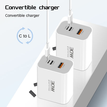 PD30W USB-C / Type-C + 8 Pin + USB-A Reverse Charger Suitable for iPhone Series(US Plug) - USB Charger by buy2fix | Online Shopping UK | buy2fix