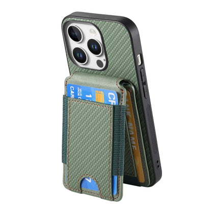 For iPhone 16 Pro Max Carbon Fiber Vertical Flip Wallet Stand Phone Case(Green) - More iPhone Cases by buy2fix | Online Shopping UK | buy2fix