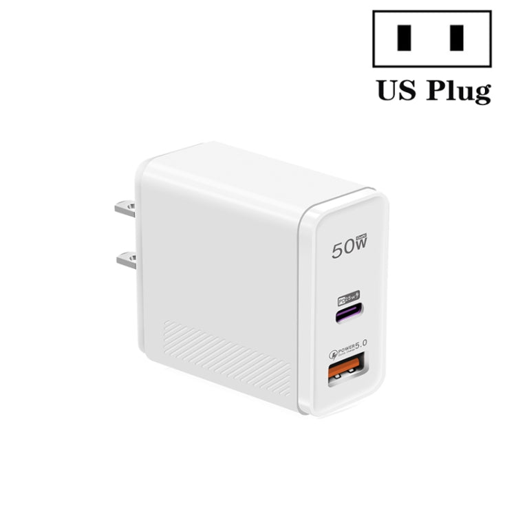 QC5.0 USB / PD25W Type-C Super Fast Charging Full Protocol Phone Charger, US Plug(White) - USB Charger by buy2fix | Online Shopping UK | buy2fix