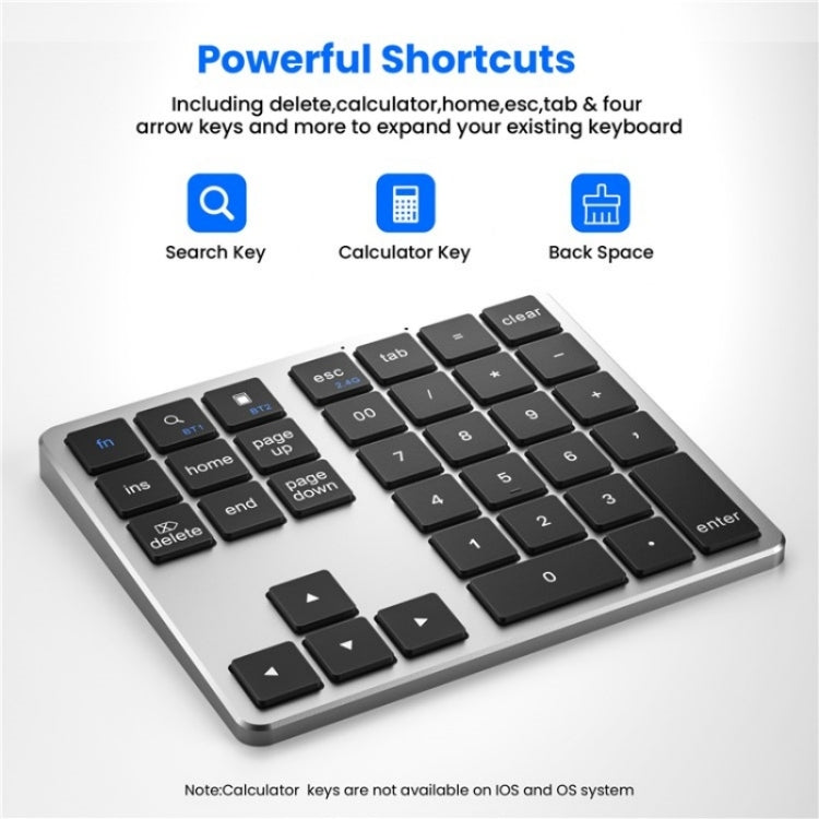 K-35 Computer Laptop Keyboard 35-Keys Tablet Accessories Bluetooth Keypad(Silver) - Wireless Keyboard by buy2fix | Online Shopping UK | buy2fix