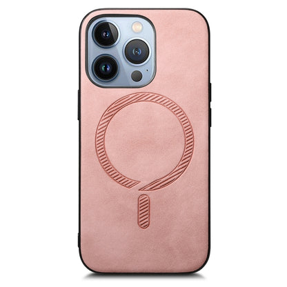 For iPhone 16 Pro Solid Color Retro Magsafe PU Back Cover Phone Case(Pink) - More iPhone Cases by buy2fix | Online Shopping UK | buy2fix