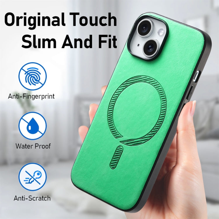 For iPhone 16 Pro Max Solid Color Retro Magsafe PU Back Cover Phone Case(Green) - More iPhone Cases by buy2fix | Online Shopping UK | buy2fix