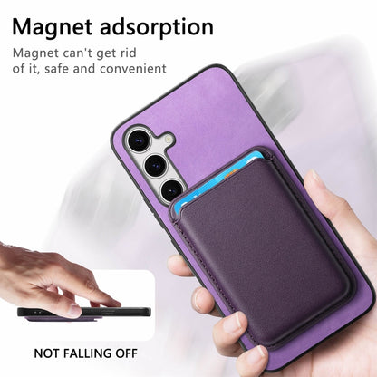 For Samsung Galaxy S25+ 5G Retro Magsafe Card Bag PU Back Cover Phone Case(Purple) - Galaxy S25+ 5G Cases by buy2fix | Online Shopping UK | buy2fix