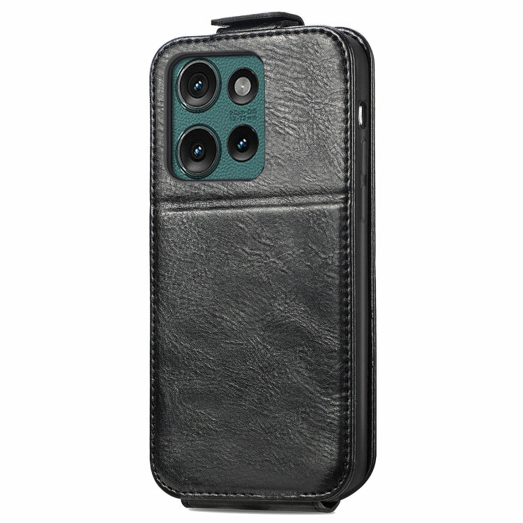 For Motorola Edge 2024 Zipper Wallet Vertical Flip Leather Phone Case(Black) - Motorola Cases by buy2fix | Online Shopping UK | buy2fix