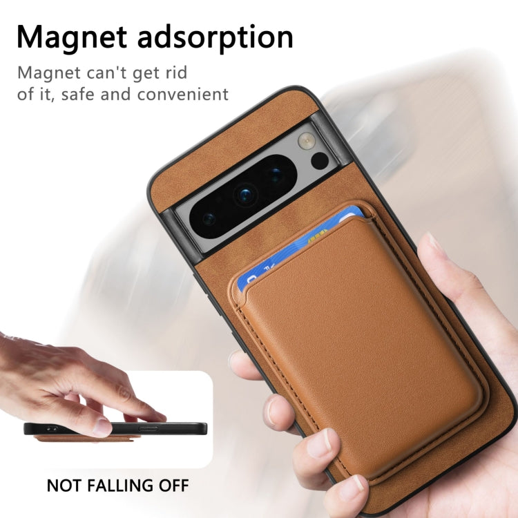 For Google Pixel 9 Pro Retro Magsafe Card Bag PU Back Cover Phone Case(Brown) - Google Cases by buy2fix | Online Shopping UK | buy2fix