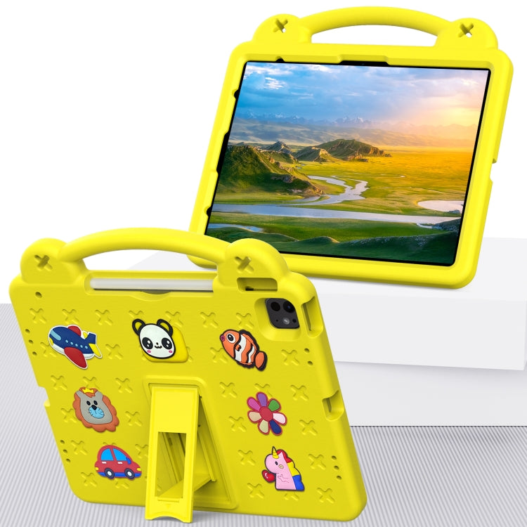 For iPad Air 13 2024 Handle Kickstand Children EVA Shockproof Tablet Case(Yellow) - iPad Air 13 2024 Cases by buy2fix | Online Shopping UK | buy2fix