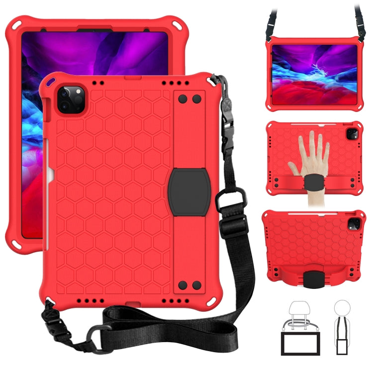 For iPad Air 11 2024 Honeycomb EVA Hybrid PC Tablet Case with Strap(Red+Black) - iPad Air 11 2024 Cases by buy2fix | Online Shopping UK | buy2fix