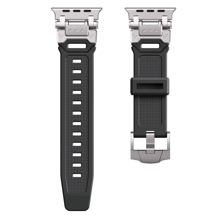 For Apple Watch SE 2023 44mm Silicone Armor Mecha Head Watch Band(Black) - Watch Bands by buy2fix | Online Shopping UK | buy2fix