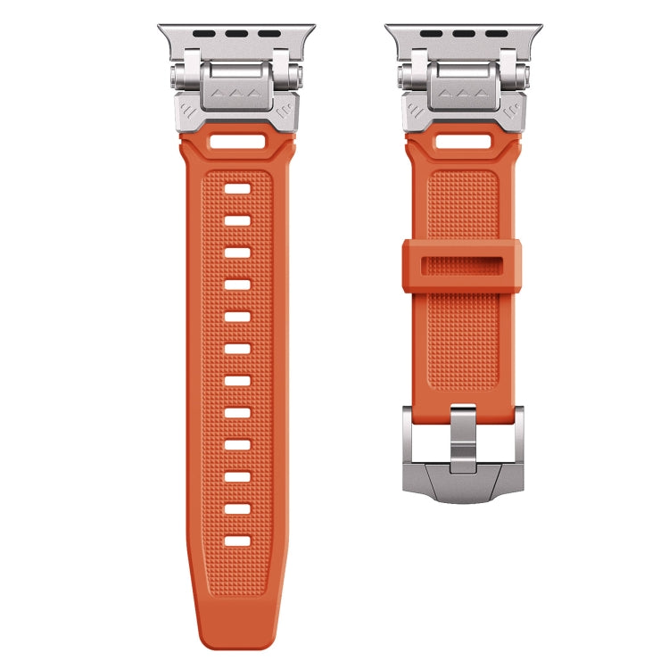 For  Apple Watch Series 9 45mm Silicone Armor Mecha Head Watch Band(Orange) - Watch Bands by buy2fix | Online Shopping UK | buy2fix