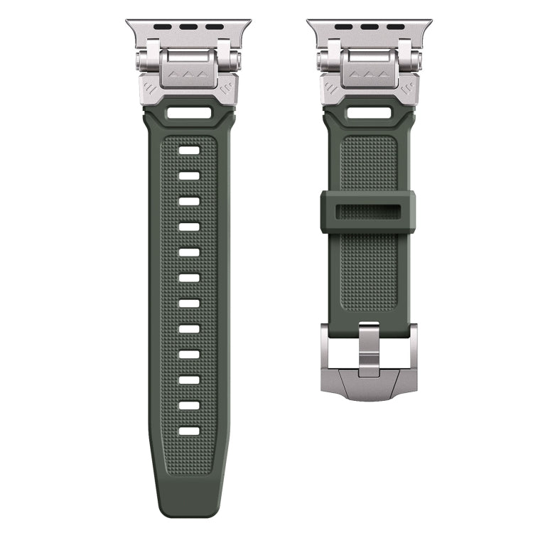 For Apple Watch Series 7 45mm Silicone Armor Mecha Head Watch Band(Green) - Watch Bands by buy2fix | Online Shopping UK | buy2fix