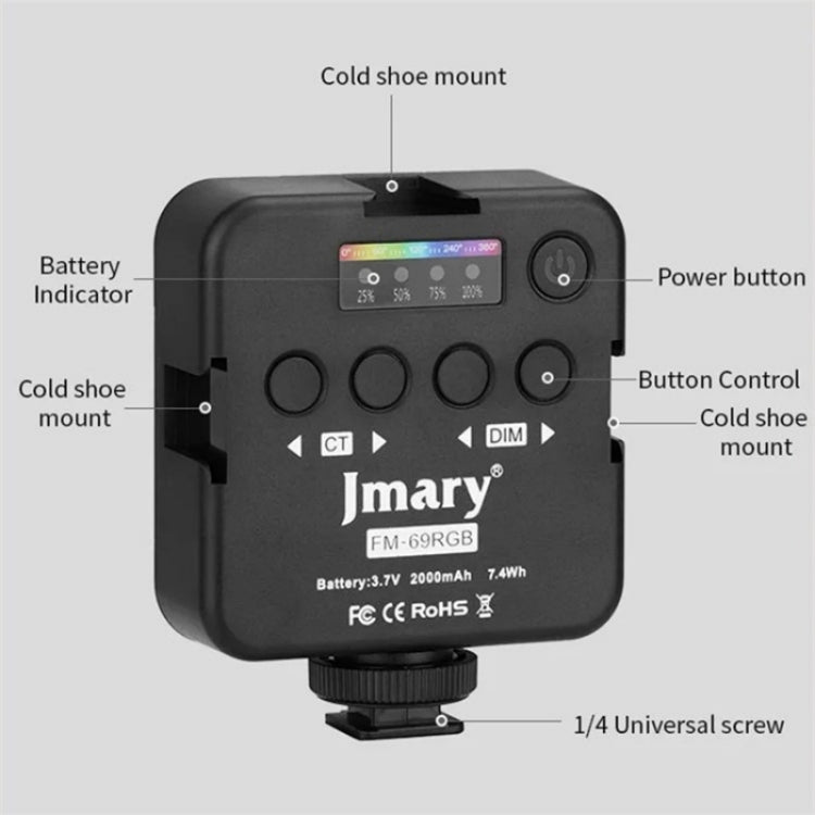 JMARY FM-69RGB Portable Mini RGB Video Light Camera Light Photography Lighting Lamp -  by Jmary | Online Shopping UK | buy2fix