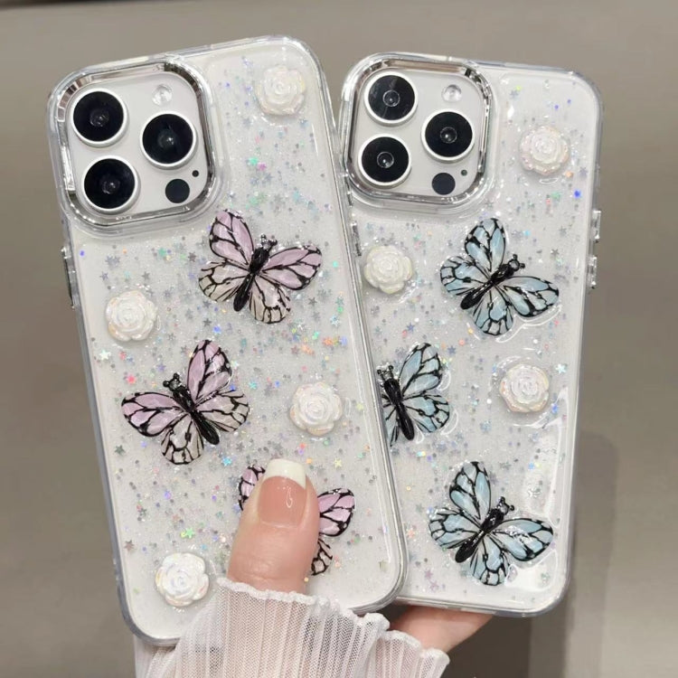 For iPhone 16 Plus Glitter 3D Butterfly TPU Phone Case(Pink) - iPhone 16 Plus Cases by buy2fix | Online Shopping UK | buy2fix