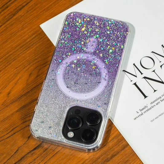 For iPhone 14 Pro Max Gradient Glitter Starry MagSafe Phone Case(Gradient Purple) - iPhone 14 Pro Max Cases by buy2fix | Online Shopping UK | buy2fix