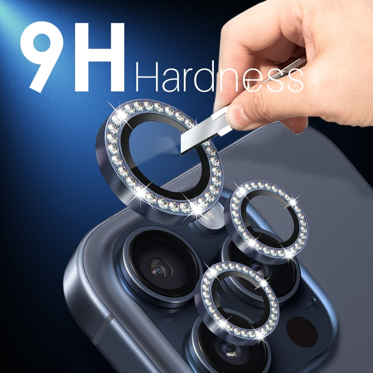 For iPhone 15 Pro / 15 Pro Max NORTHJO 2 Set 6Pcs Camera Lens Protector Diamond Metal Ring Film(Blue) - iPhone 15 Pro Max Tempered Glass by NORTHJO | Online Shopping UK | buy2fix