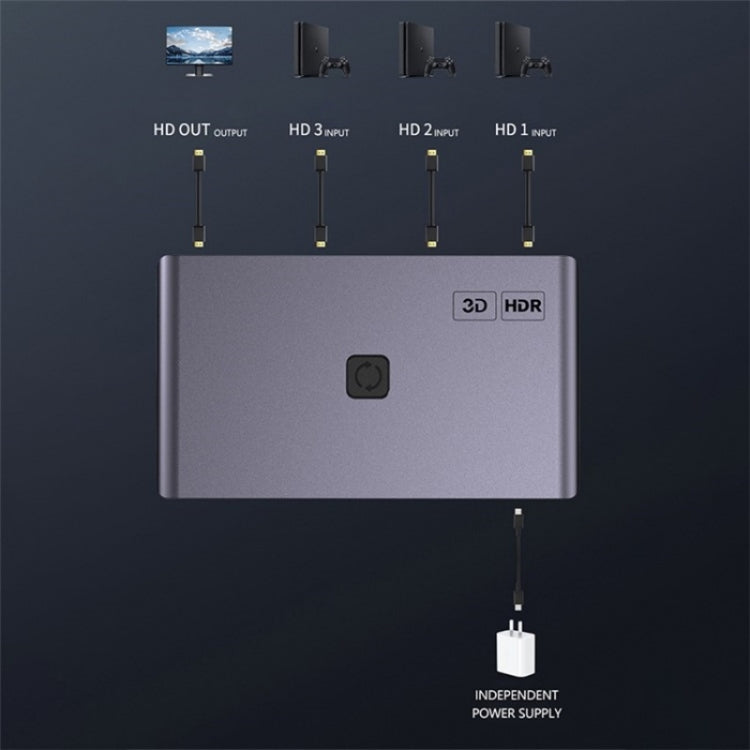 Q301 4K / 60hz HD Video Aluminum Alloy Adapter 3 Input 1 Output HDMI Switcher - Switch by buy2fix | Online Shopping UK | buy2fix