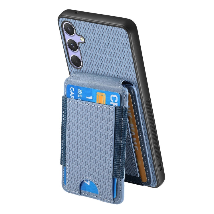 For Samsung Galaxy S25+ 5G Carbon Fiber Vertical Flip Wallet Stand Phone Case(Blue) - Galaxy S25+ 5G Cases by buy2fix | Online Shopping UK | buy2fix