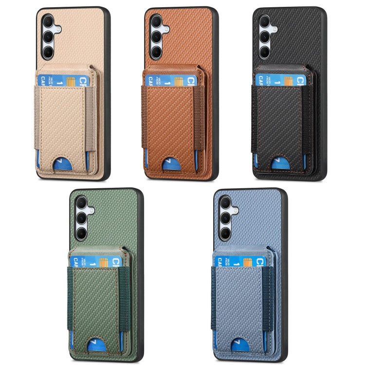 For Samsung Galaxy S25 Ultra 5G Carbon Fiber Vertical Flip Wallet Stand Phone Case(Khaki) - Galaxy S25 Ultra 5G Cases by buy2fix | Online Shopping UK | buy2fix