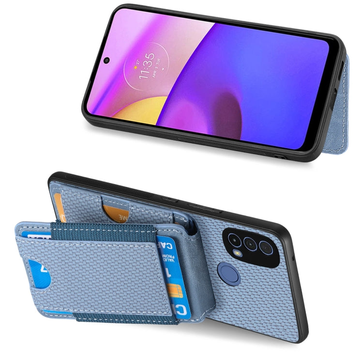 For Motorola Moto G Stylus 5G 2024 Carbon Fiber Vertical Flip Wallet Stand Phone Case(Blue) - Motorola Cases by buy2fix | Online Shopping UK | buy2fix