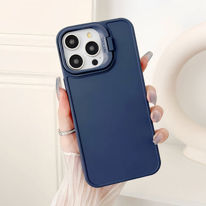 For iPhone 16 Pro Max Lens Frame Holder Shockproof Phone Case(Blue) - iPhone 16 Pro Max Cases by buy2fix | Online Shopping UK | buy2fix