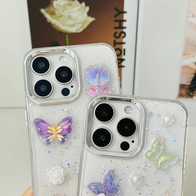 For iPhone 16 Plus 3D Colorful Crystal Butterfly TPU Phone Case(Butterfly Pearl) - iPhone 16 Plus Cases by buy2fix | Online Shopping UK | buy2fix