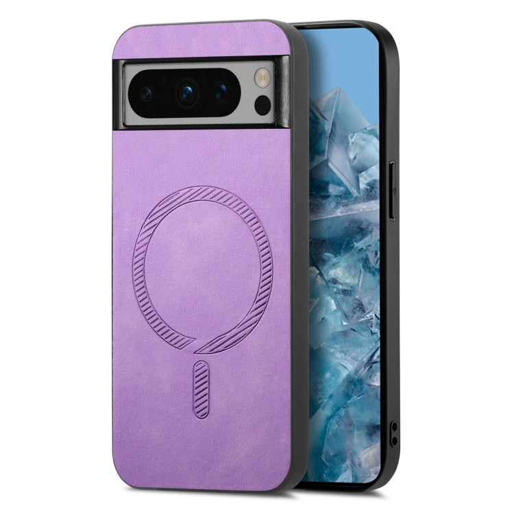 For Google Pixel 9 Pro XL Retro Magsafe Magnetic PU Back Cover Phone Case(Purple) - Google Cases by buy2fix | Online Shopping UK | buy2fix