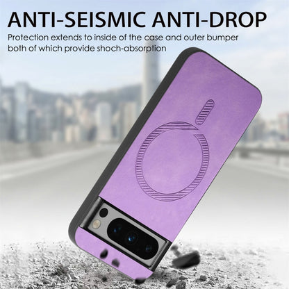 For Google Pixel 9 Pro XL Retro Magsafe Magnetic PU Back Cover Phone Case(Purple) - Google Cases by buy2fix | Online Shopping UK | buy2fix