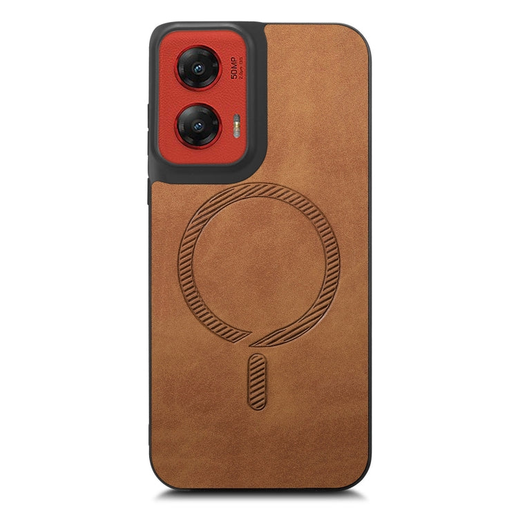 For Motorola Moto G Stylus 5G 2024 Retro Magsafe Magnetic PU Back Cover Phone Case(Brown) - Motorola Cases by buy2fix | Online Shopping UK | buy2fix