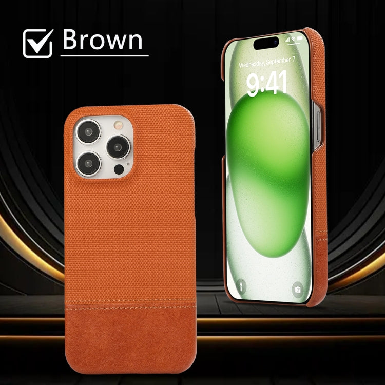 For iPhone 16 Pro Stitching Cloth PU Shockproof Phone Case(Brown) - iPhone 16 Pro Cases by buy2fix | Online Shopping UK | buy2fix