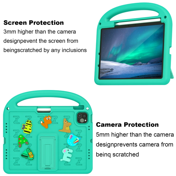 For iPad Air 11 2024 Cartoon Sparrow EVA Shockproof Tablet Case(Glacier Green) - iPad Air 11 2024 Cases by buy2fix | Online Shopping UK | buy2fix