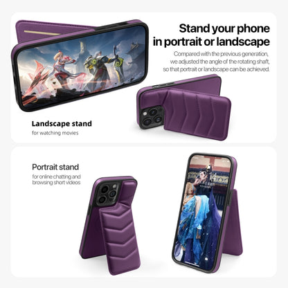 For iPhone 12 Pro Down Jacket Card Bag Holder MagSafe Phone Case(Purple) - iPhone 12 / 12 Pro Cases by buy2fix | Online Shopping UK | buy2fix